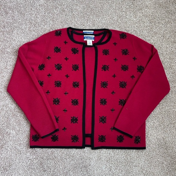 Pendleton Sweaters - Women’s Vintage Pendalton Red Long Sleeve Sweater Set Wool Blend with Beading